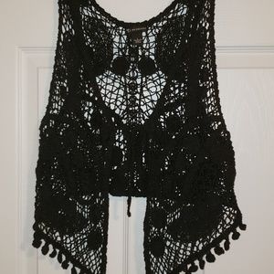EUC BEAUTIFUL Crocheted cardigan vest